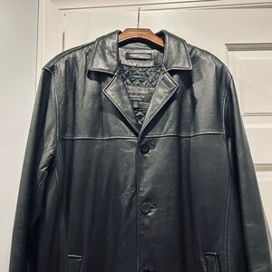 Claiborne Black Leather Trench Coat